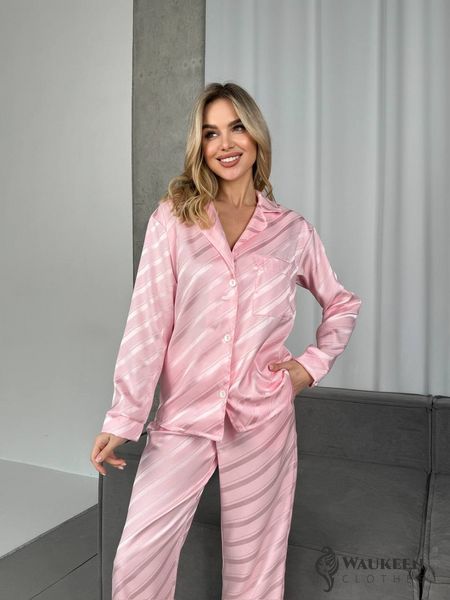 Жіночий домашній костюм штани та сорочка колір рожевий р.50/52 454986 454986 фото