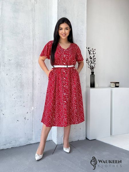 Жіноча сукня з поясом колір червоний 434396 434396 фото
