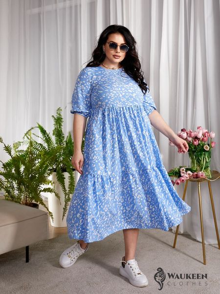 Жіноча сукня вільного крою колір блакитний р.48/50 431419 431419 фото