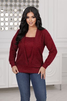 Жіночий светр трикотажний колір бордовий р.56/58 445644 445644 фото