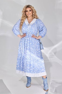Жіноча вільна сукня із софту колір блакитний р.62/64 450596 450596 фото