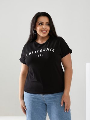 Жіноча футболка California колір чорний р.48/50 432456 432456 фото