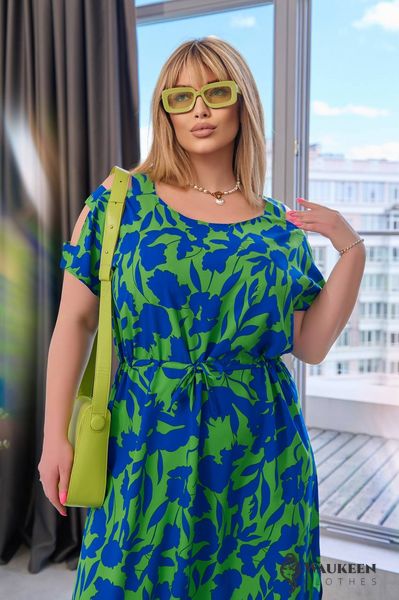 Жіноча вільна сукня із софту колір зелений р.50/52 454728 454728 фото