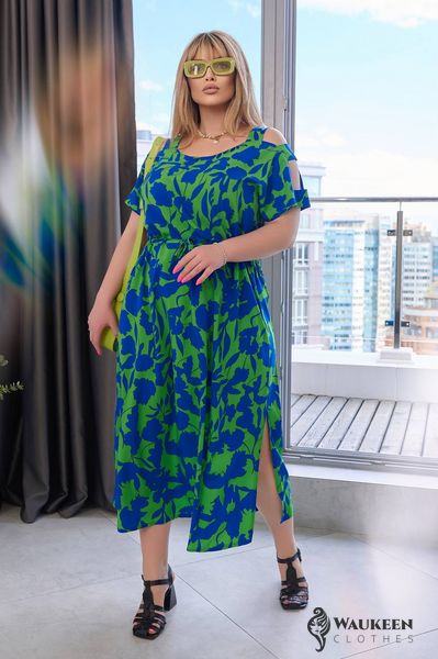 Жіноча вільна сукня із софту колір зелений р.50/52 454728 454728 фото