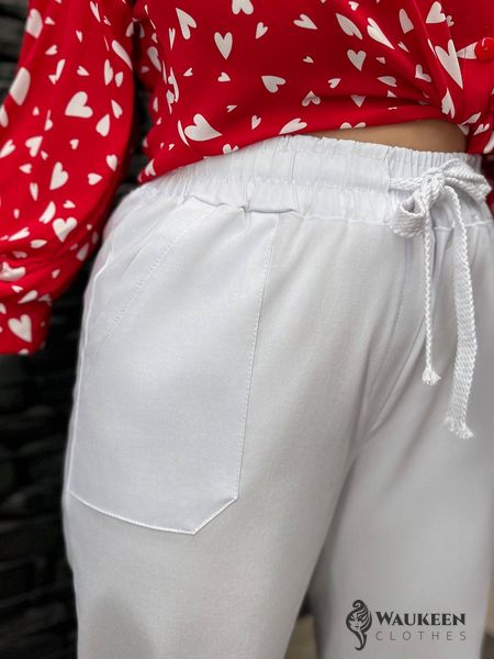 Жіночі брюки мом колір білий р.46/48 436217 436217 фото