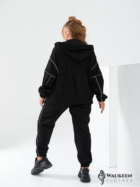 Жіночий прогулянковий костюм з вельвету колір чорний р.48/50 440500 440500 фото