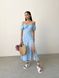 Жіноча літня сукня міді колір блакитний принт гілочка р.42 438589 438589 фото 5