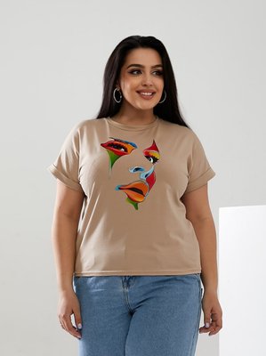 Женская футболка FACE цвет бежевый р.48/50 433159 433159 фото