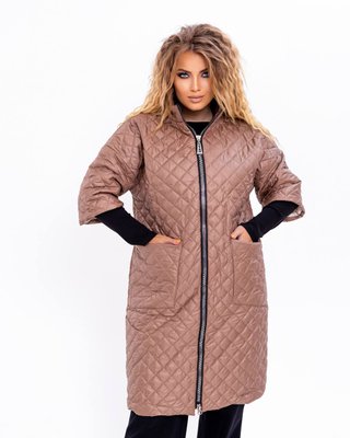 Женская куртка-пальто из плащевки цвет капучино р.56 377551 377551 фото
