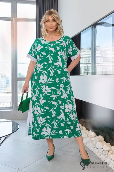 Жіноча вільна сукня із софту колір зелений р.50/52 455130 455130 фото