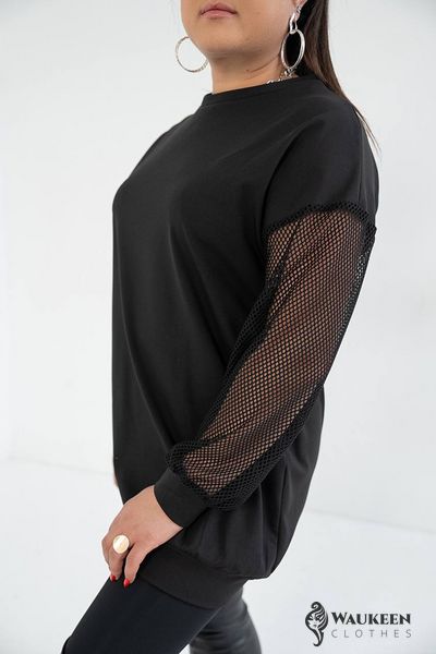 Жіноча сукня туніка з мікро дайвінгу з начосом колір чорний р.52/56 446669 446669 фото