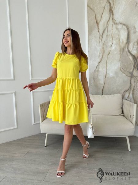 Жіноча коротка сукня із софту "Classic" колір жовтий р.50/52 440230 440230 фото