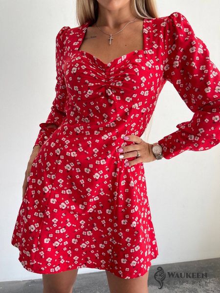 Жіноча сукня із софту колір червоний р.42/44 452958 452958 фото