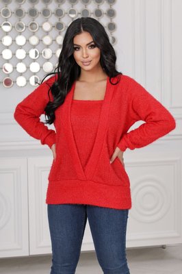 Жіночий светр трикотажний колір червоний р.48/50 445639 445639 фото