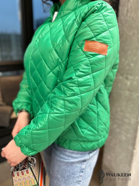 Жіноча тепла куртка колір зелений р.46/48 451123 451123 фото