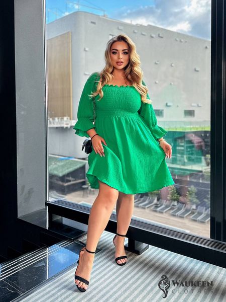Жіноче плаття з мусліну колір зелений р.48/50 456016 456016 фото