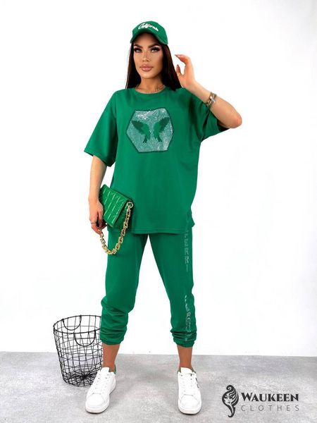 Жіночий спортивний костюм двійка зеленого кольору р.46/48 363257 431537 фото