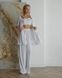 Жіночі піжамні штани в рубчик колір білий р.M 443811 443811 фото 1