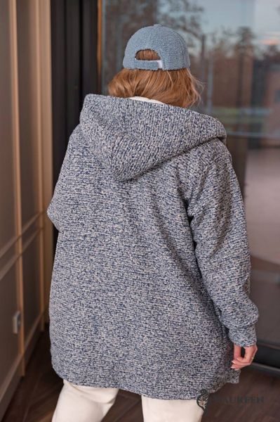 Женская куртка барашек на меху синего цвета р.48/52 386636 378541 фото