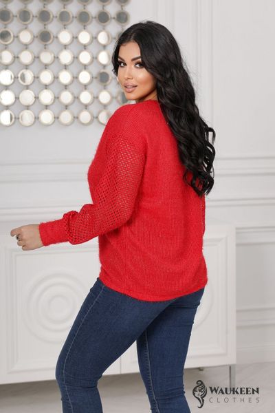 Жіночий светр трикотажний колір червоний р.52/54 445631 445631 фото