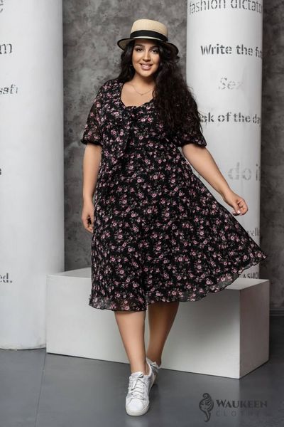 Жіноча сукня колір чорний у рожеві квіти р.52/54 433141 433141 фото
