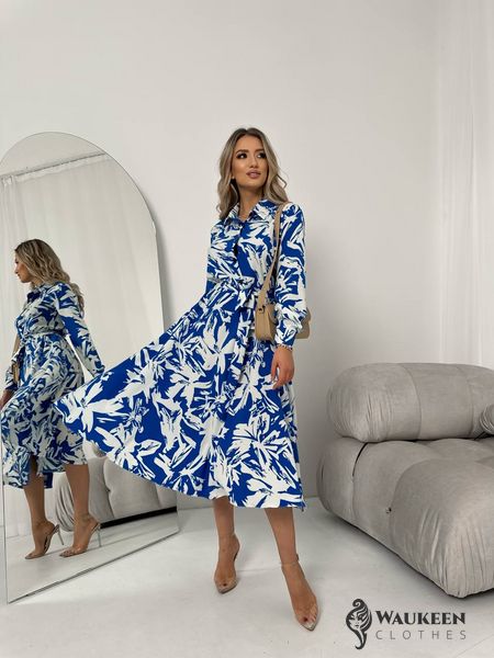 Жіноча сукня із шовкового софту колір синій р.42/44 454113 454113 фото