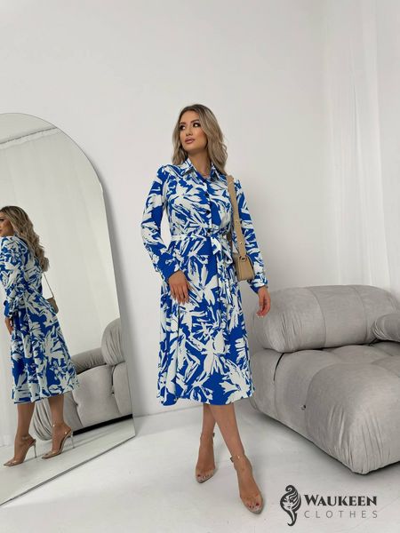 Жіноча сукня із шовкового софту колір синій р.42/44 454113 454113 фото