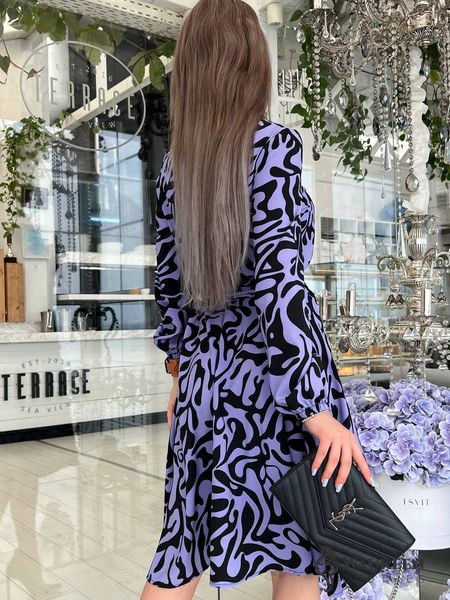 Жіноча сукня з поясом колір фіолетовий р.42/44 452711 452711 фото