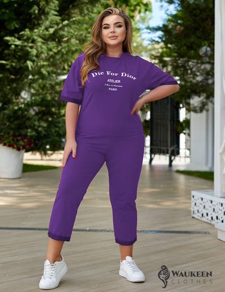 Жіночий костюм-двійка колір фіолетовий р.46 455382 455382 фото