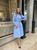 Жіноча сукня із вельвету з поясом колір блакитний р.42/44 446289 446289 фото