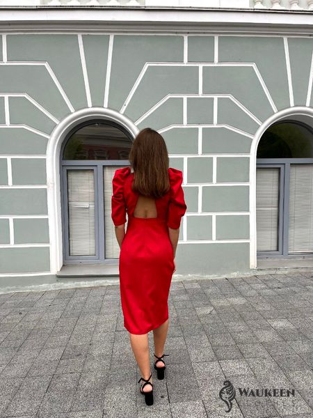 Женское платье с рукавом красного цвета р.M 385650 385650 фото