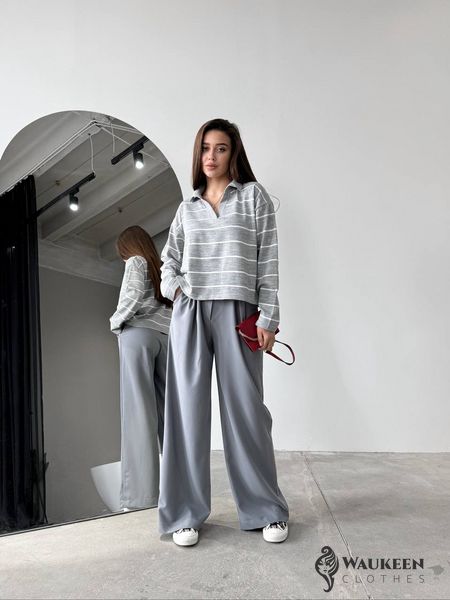 Женские брюки с декоративным шнурком цвет серый р.42 451520 451520 фото