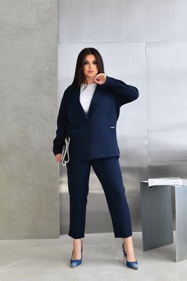 Жіночий костюм брюки та піджак колір синій р.48/50 452784 452784 фото
