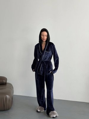 Женская пижама двойка плюш велюр цвет синий р.42/44 452517 452517 фото