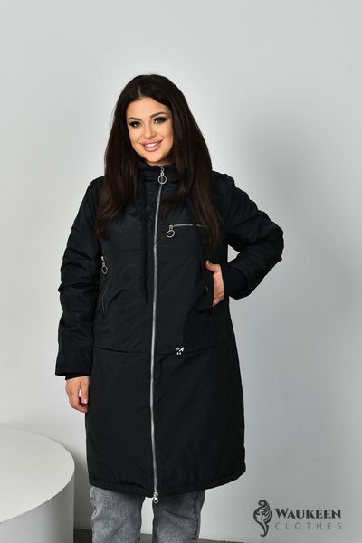 Женская удлиненная куртка цвет черный р.48/50 449631 449631 фото