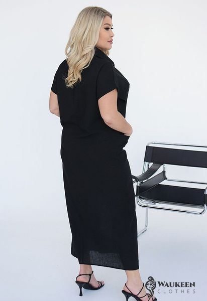 Жіноча сукня із льону колір чорний р.54/56 459372 459372 фото