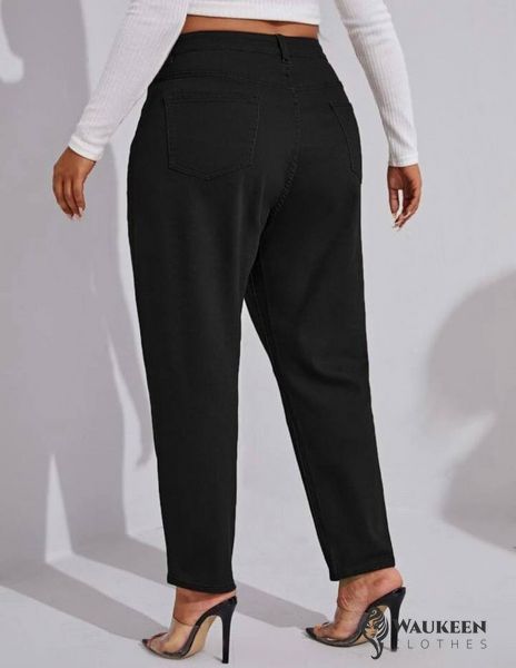 Жіночі брюки теплі на флісі чорного кольору р.54/56 383624 383624 фото