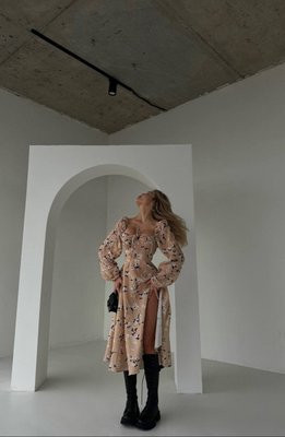 Жіноче плаття з мусліну колір бежевий р.46/48 450076 450076 фото