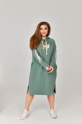 Женское платье спорт с капюшоном цвет оливка р.52 454332 454332 фото