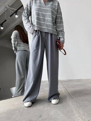 Женские брюки с декоративным шнурком цвет серый р.46 451528 451528 фото