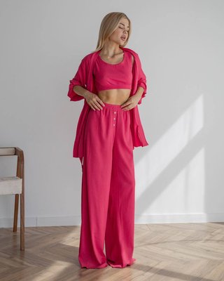 Жіночі піжамні штани в рубчик колір рожевий р.L 443806 443806 фото