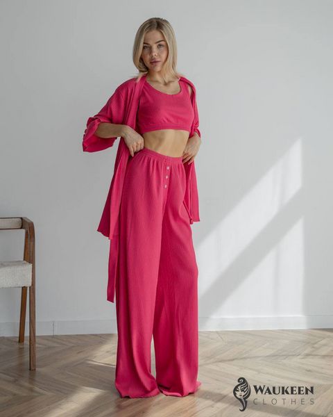 Жіночі піжамні штани в рубчик колір рожевий р.L 443806 443806 фото