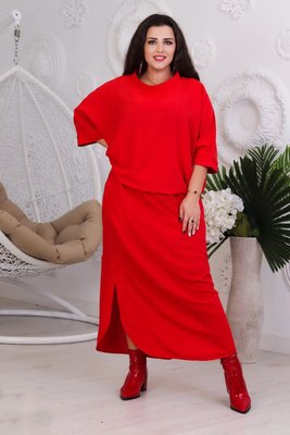 Женский костюм из длинной юбки и свободной кофты красного цвета 357705 380892 фото