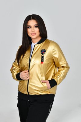 Жіноча куртка колір золотий р.48/50 453427 453427 фото