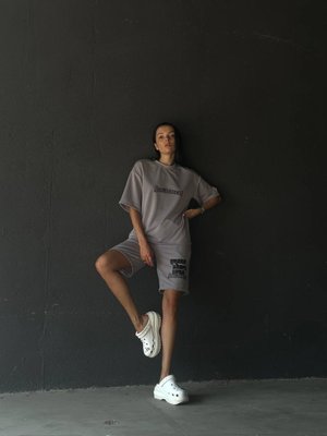 Жіночий костюм шорти та футболка колір сірий р.42/46 456260 456260 фото