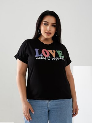 Жіноча футболка LOVE колір чорний 432364 432364 фото