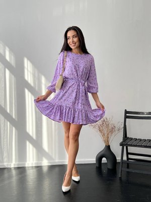 Жіноча сукня з поясом колір лаванда р.42/44 454111 454111 фото