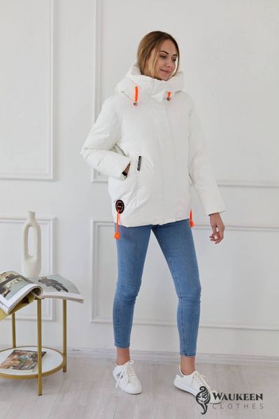 Жіноча куртка з капюшоном колір білий р.XXL 445439 445439 фото