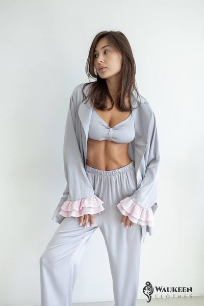 Женский пижамный костюм тройка цвет серый р.L/Xl 442580 442580 фото