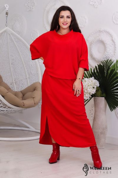 Жіночий костюм з довгої спідниці та вільної кофти червоного кольору 357705 380892 фото
